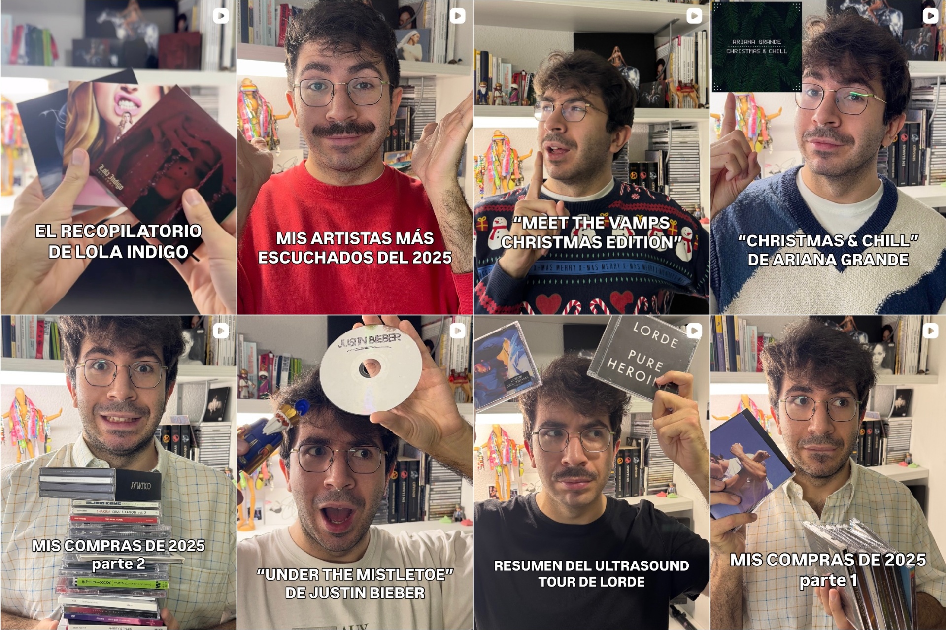 Portadas originales del feed de TikTok de @jajasergio antes del rediseño